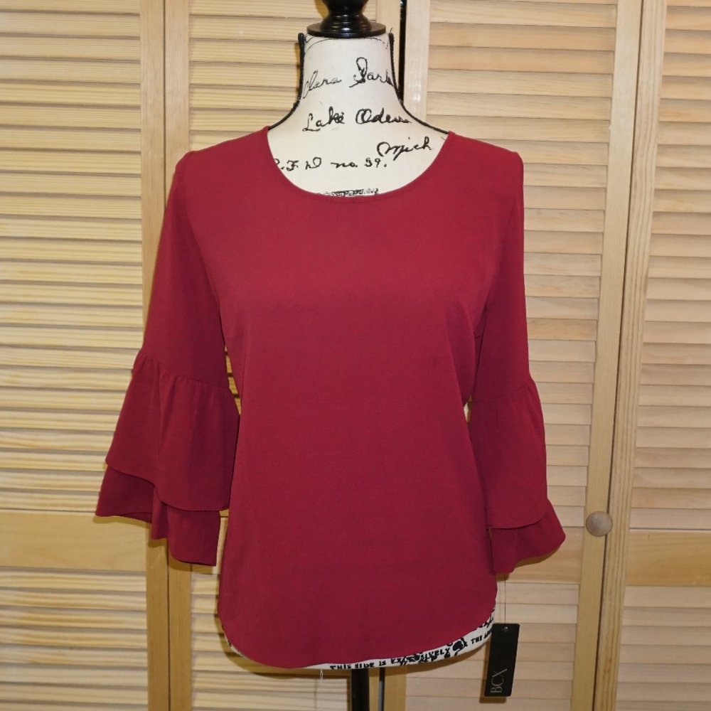 BCX Red Dressy Blouse